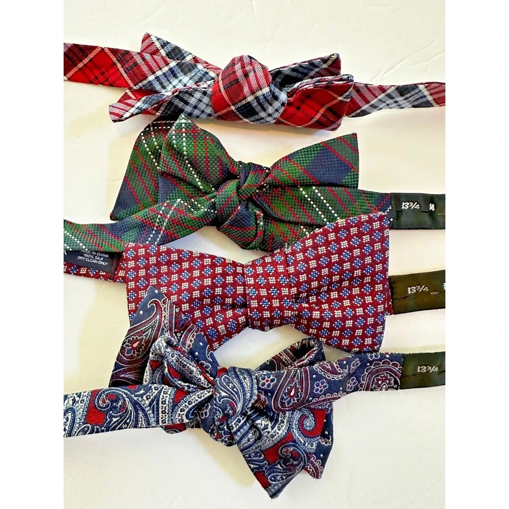 Cremeiux Bow Tie 100% Silk Plaid Paisley Geometric Green Blue Red NEW lot 4